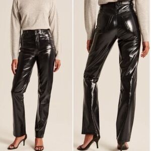 Abercrombie & Fitch Patent Leather 90s Straight Ultra High Rise Pants Curve Love